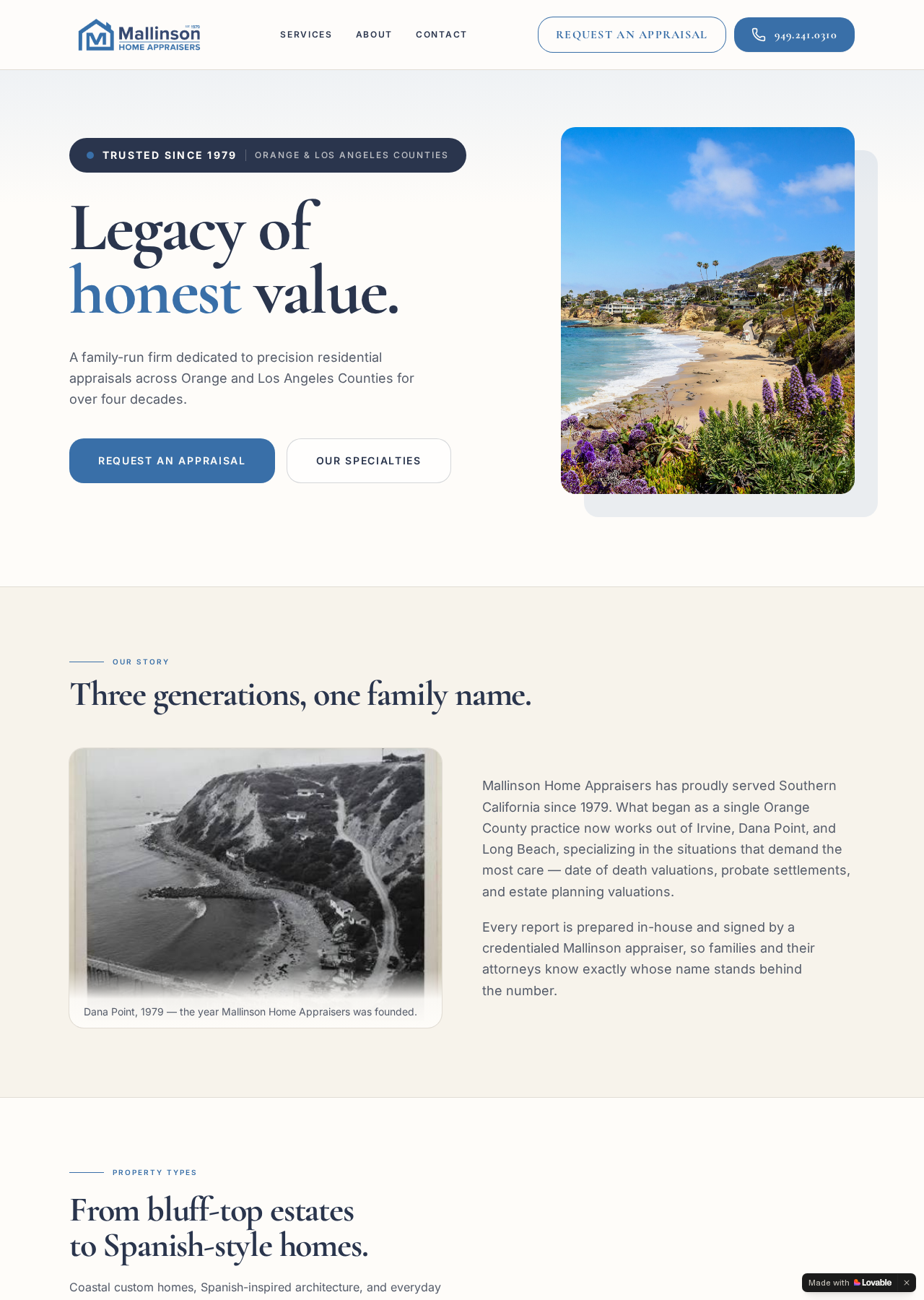 Mallinson Home Appraisers website homepage