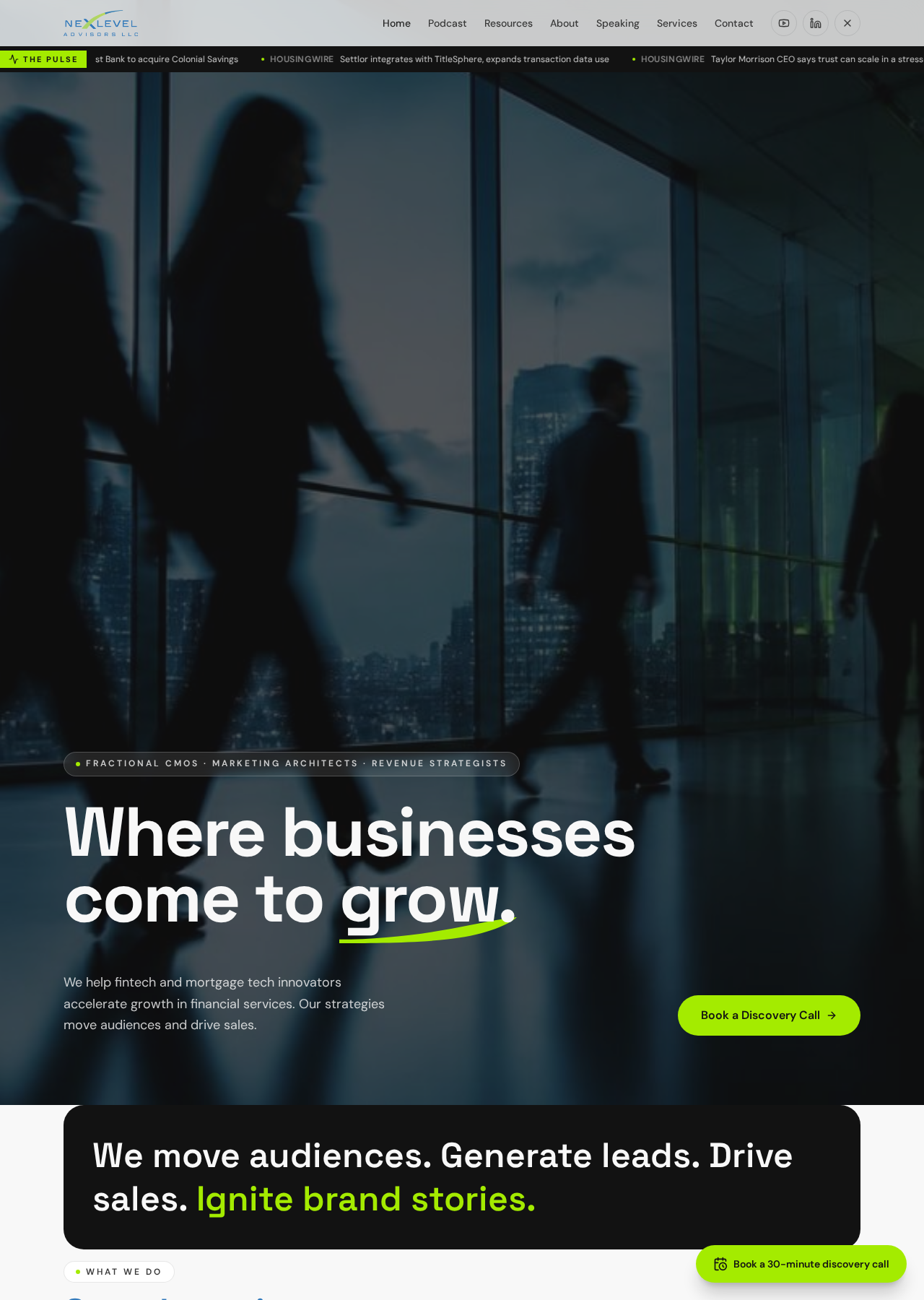 NexLevel Advisors website homepage